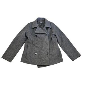 American Eagle Outfitters Wool Blend Peacoat Men Medium Gray Double-Breasted